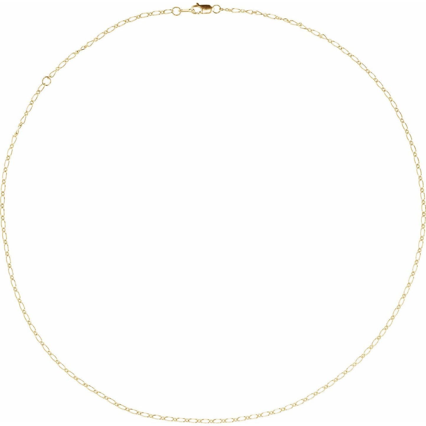 14k Yellow Gold 1.5 mm Adjustable Figaro 16-18" Chain Necklace