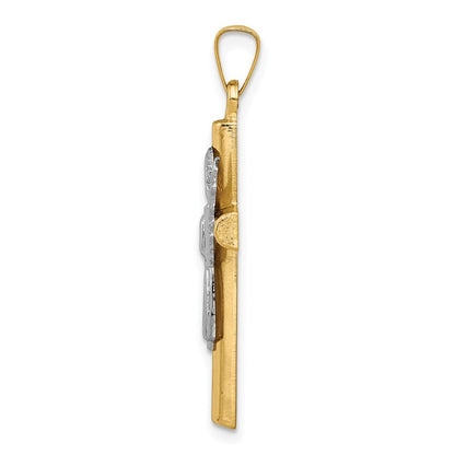14k Two-tone Gold Angel and Cross Pendant for Women