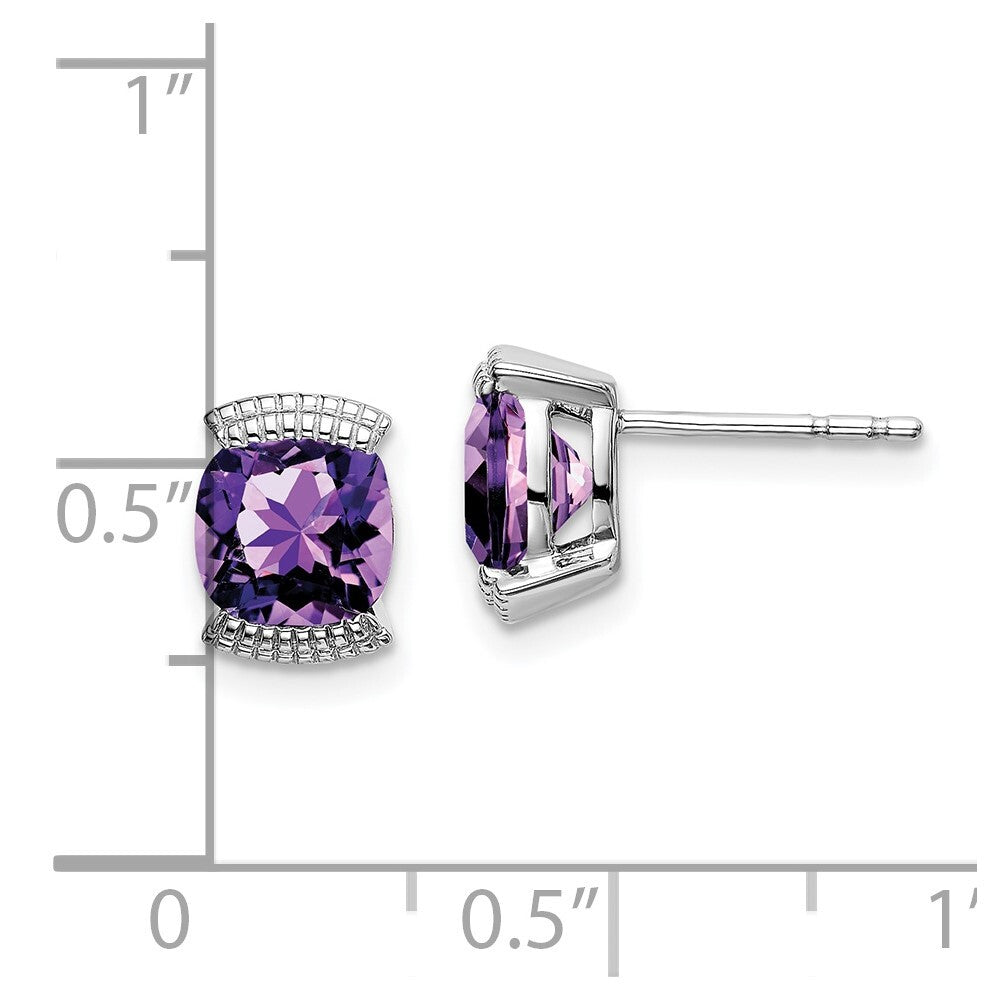 14k White Gold Amethyst Stud Earrings