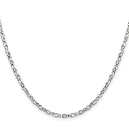 Sterling Silver 3mm Fancy Patterned Rolo Chain