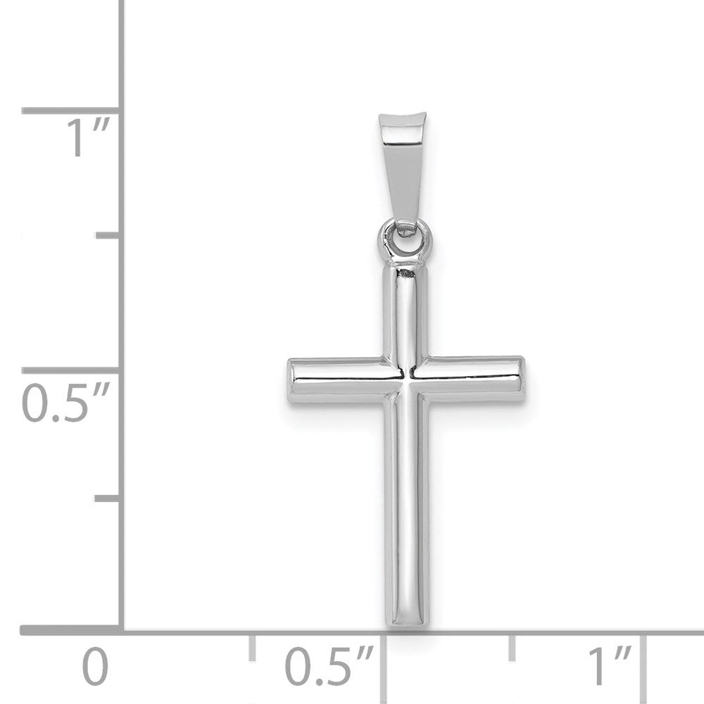 14k White Gold Polished Hollow Latin Cross Pendant for Women