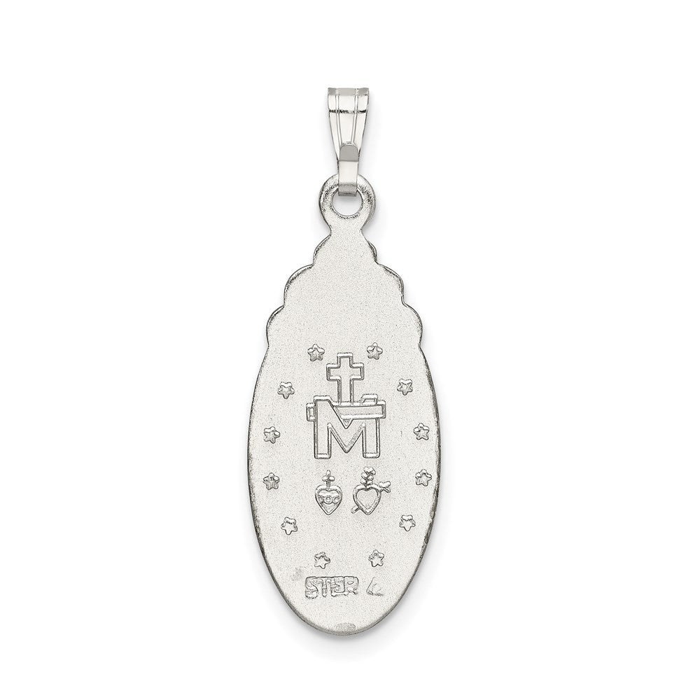 Sterling Silver Satin & Diamond-Cut Epoxy & Crystal Miraculous Medal Pendant