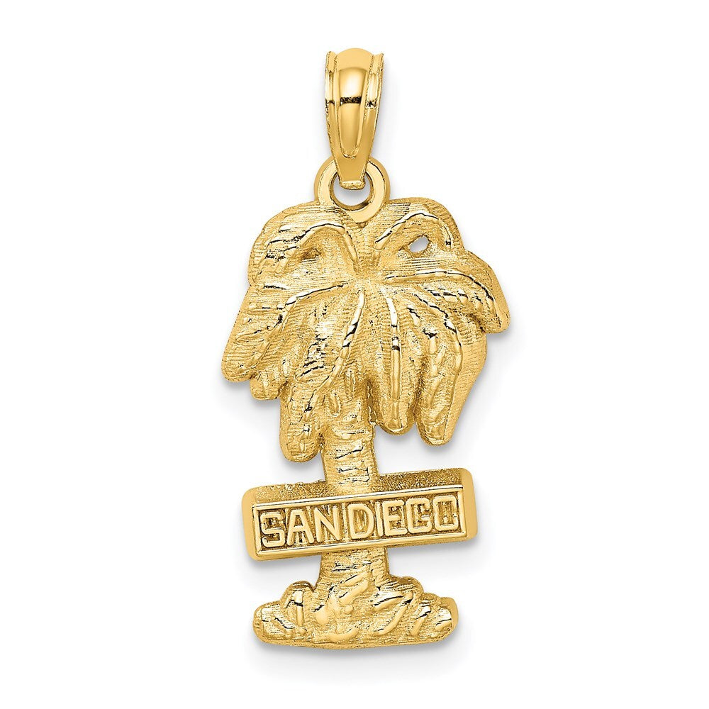 14k Yellow Gold SAN DIEGO Palm Tree Charm Pendant for Women