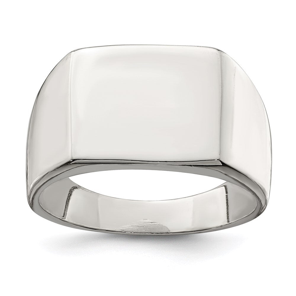 Sterling Silver 12x14mm Closed Back Signet Ring Size 11