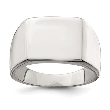 Sterling Silver 12x14mm Closed Back Signet Ring Size 11
