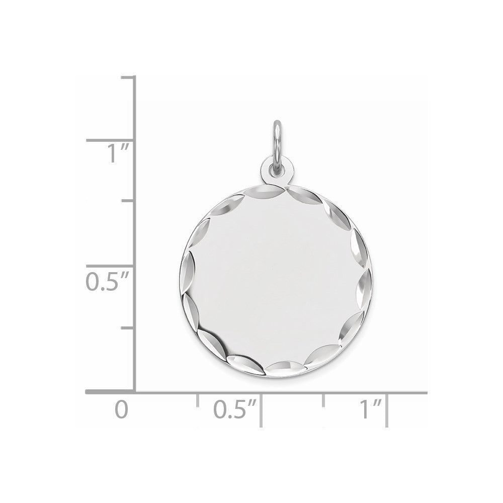Sterling Silver Rhod-plated Rnd Polish Front Satin Back Disc Charm