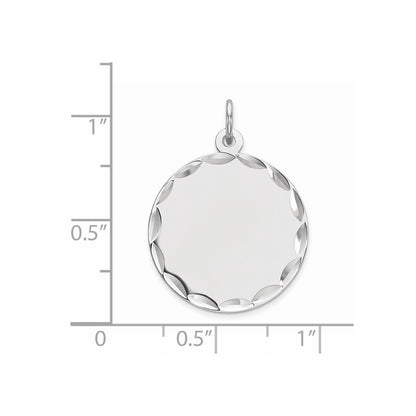 Sterling Silver Rhod-plated Rnd Polish Front Satin Back Disc Charm