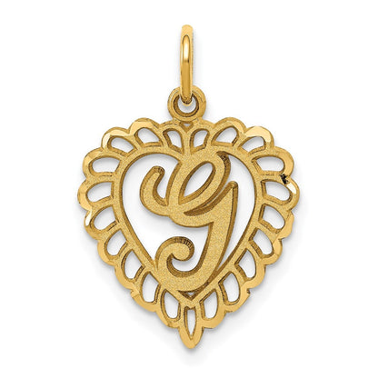 14k Yellow Gold Heart Letter G Charm