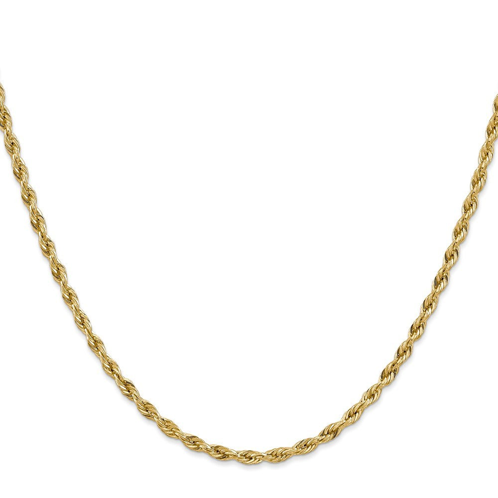 14k Yellow Gold 18 inch 3mm Semi Solid Rope Chain Necklace