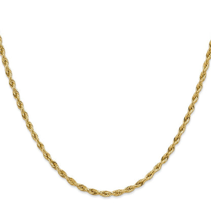 14k Yellow Gold 18 inch 3mm Semi Solid Rope Chain Necklace