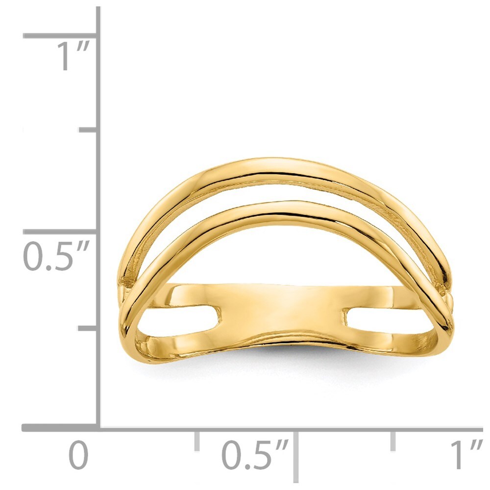 14K Yellow Gold Gold Polished Double Wave Fashion Thumb Ring
