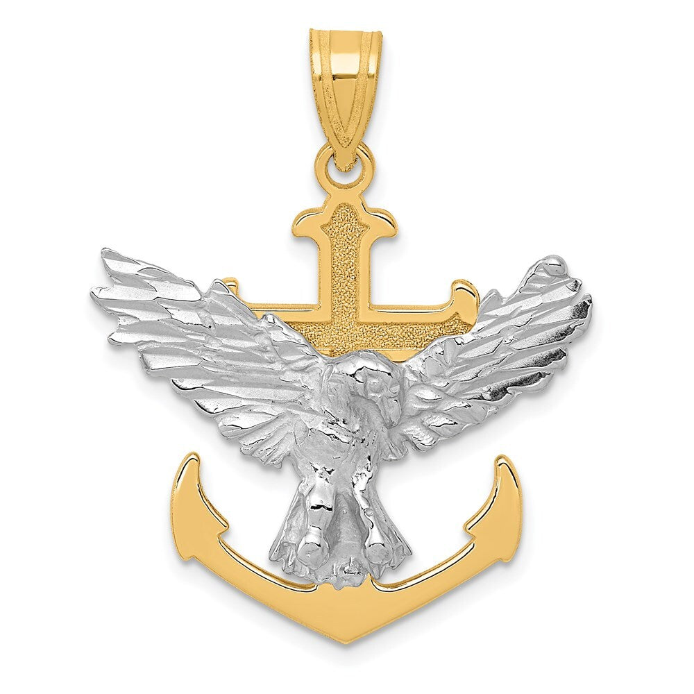 14k Two-tone Gold Mariners Cross Eagle Pendant for Women