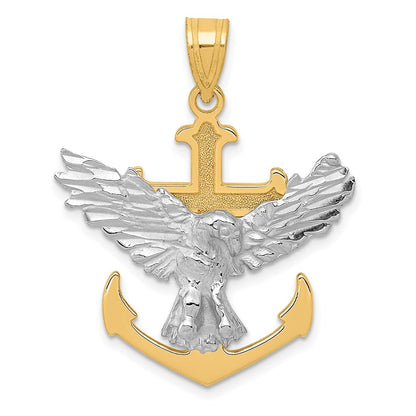 14k Two-tone Gold Mariners Cross Eagle Pendant for Women
