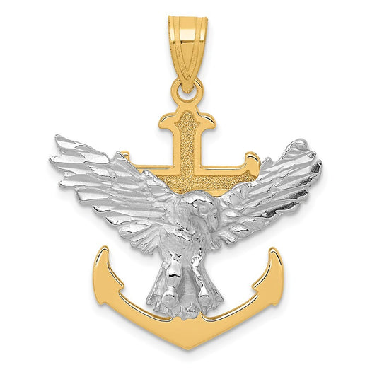 14k Two-tone Gold Mariners Cross Eagle Pendant for Women