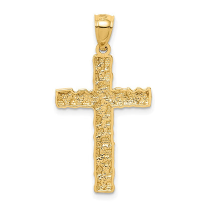 14k Yellow Gold Nugget Cross Pendant