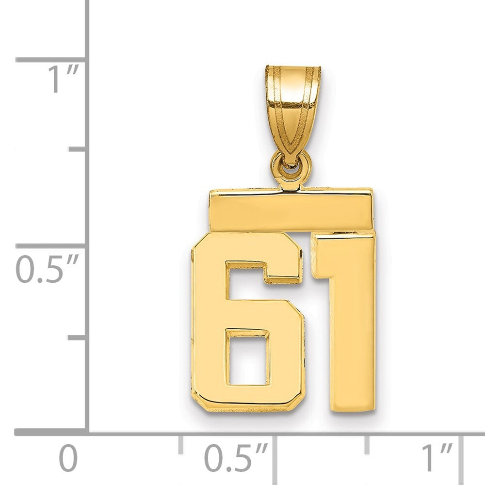 14k Yellow Gold Small Polished Number 61 Charm Pendant for Women