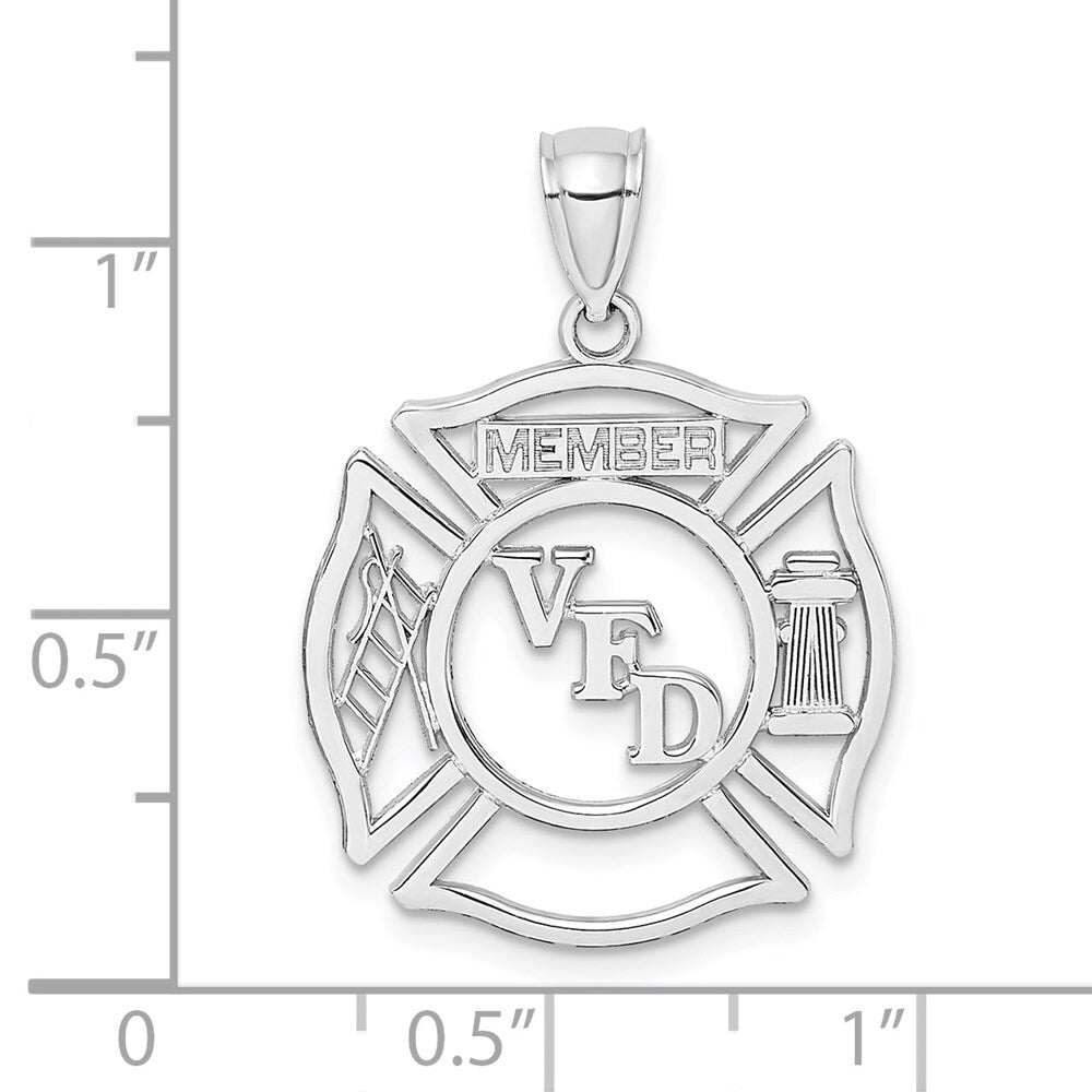 14k White Gold VFD Member Shield Charm Pendant for Women