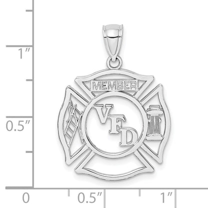 14k White Gold VFD Member Shield Charm Pendant for Women