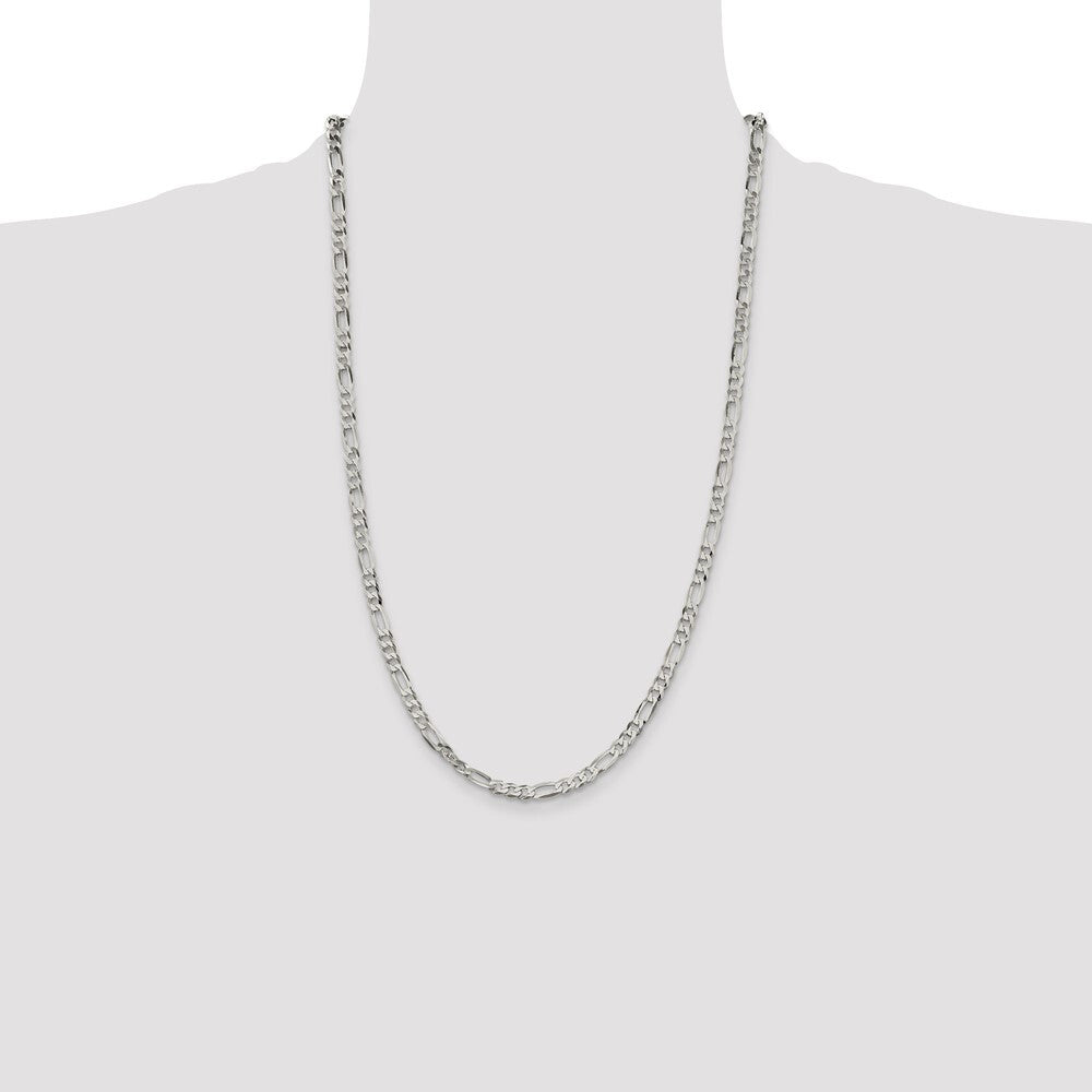 Sterling Silver 4.5mm Lightweight Flat Figaro Chain