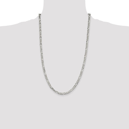 Sterling Silver 4.5mm Lightweight Flat Figaro Chain