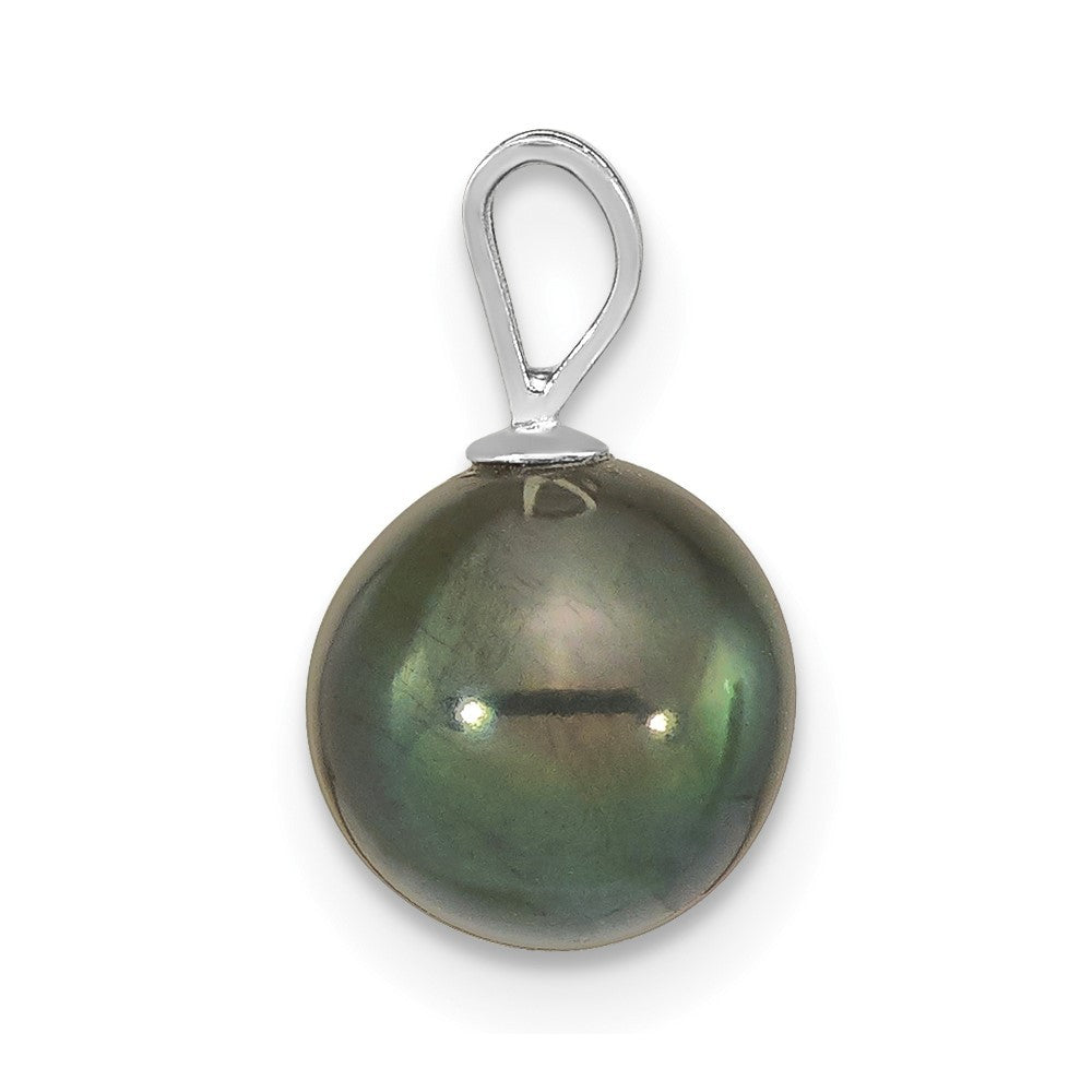 14k White Gold 8-9mm Round Black Akoya Saltwater Cultured Pendant