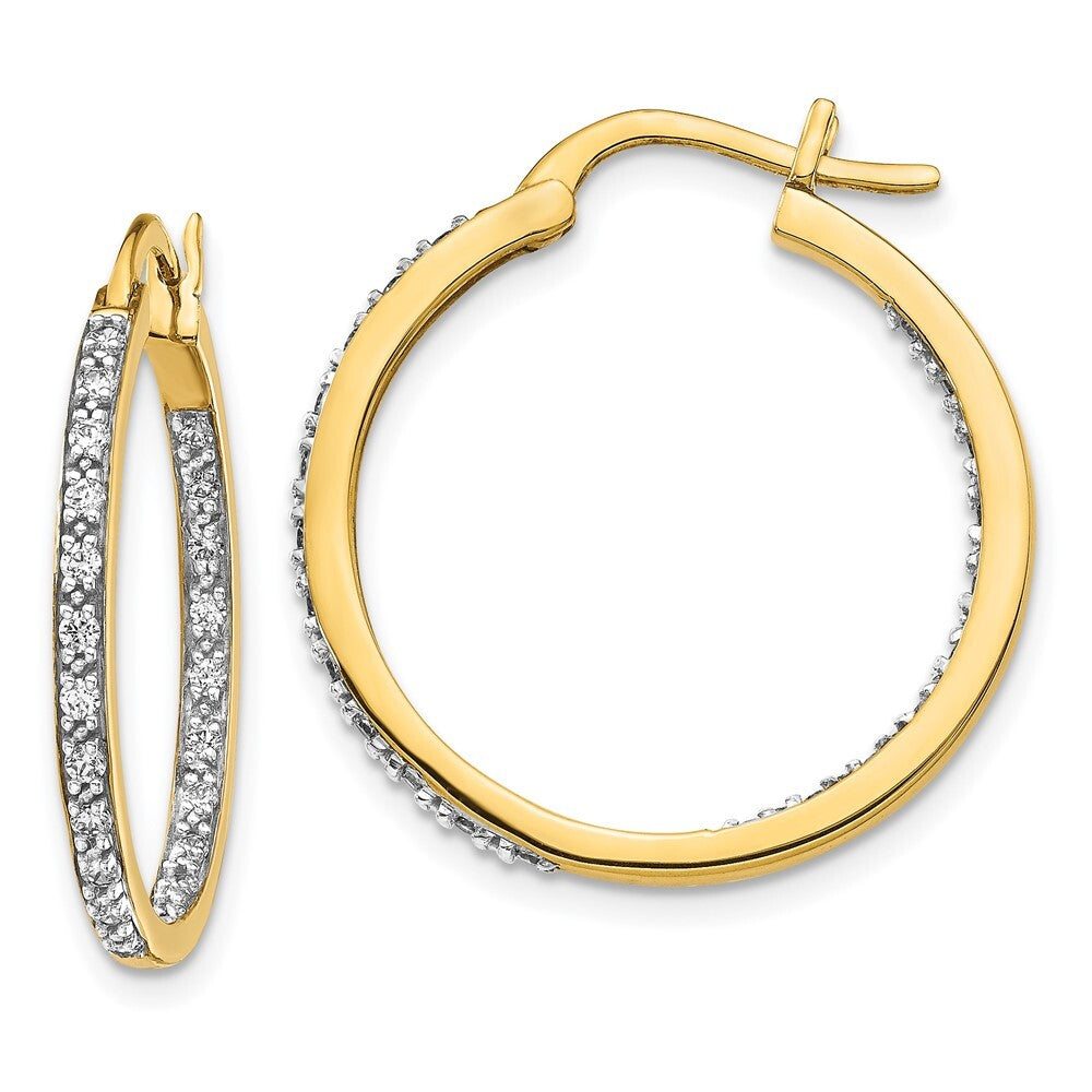 14k Yellow Gold Diamond In/Out Hoop Earrings