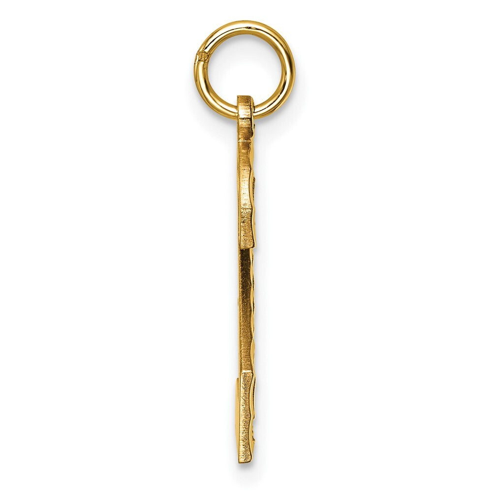 14k Yellow Gold Large Brushed Diamond-cut Number 2 Charm Pendant for Women