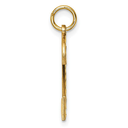 14k Yellow Gold Large Brushed Diamond-cut Number 2 Charm Pendant for Women