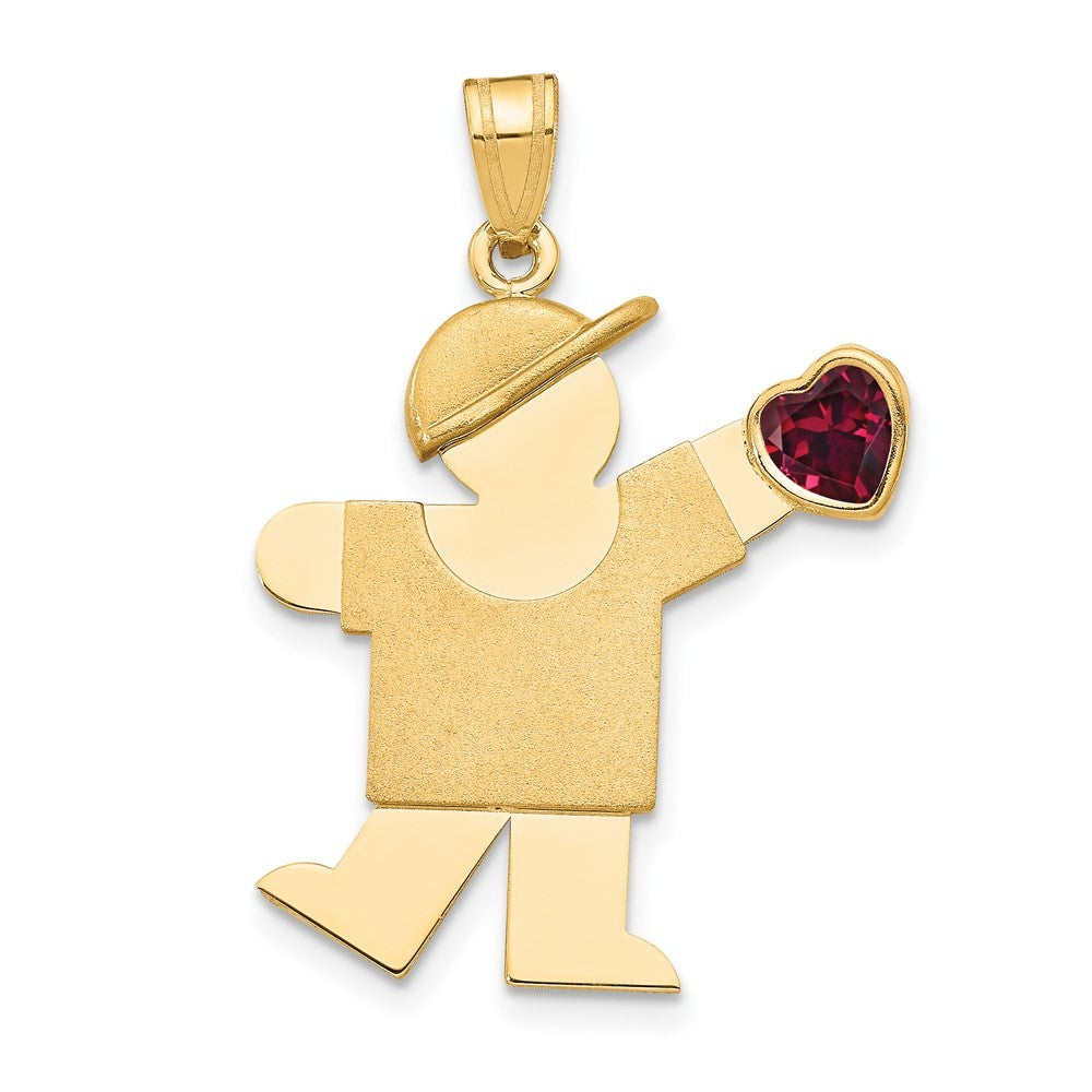 14k Yellow Gold Boy with Cubic Zirconia January Birthstone Charm