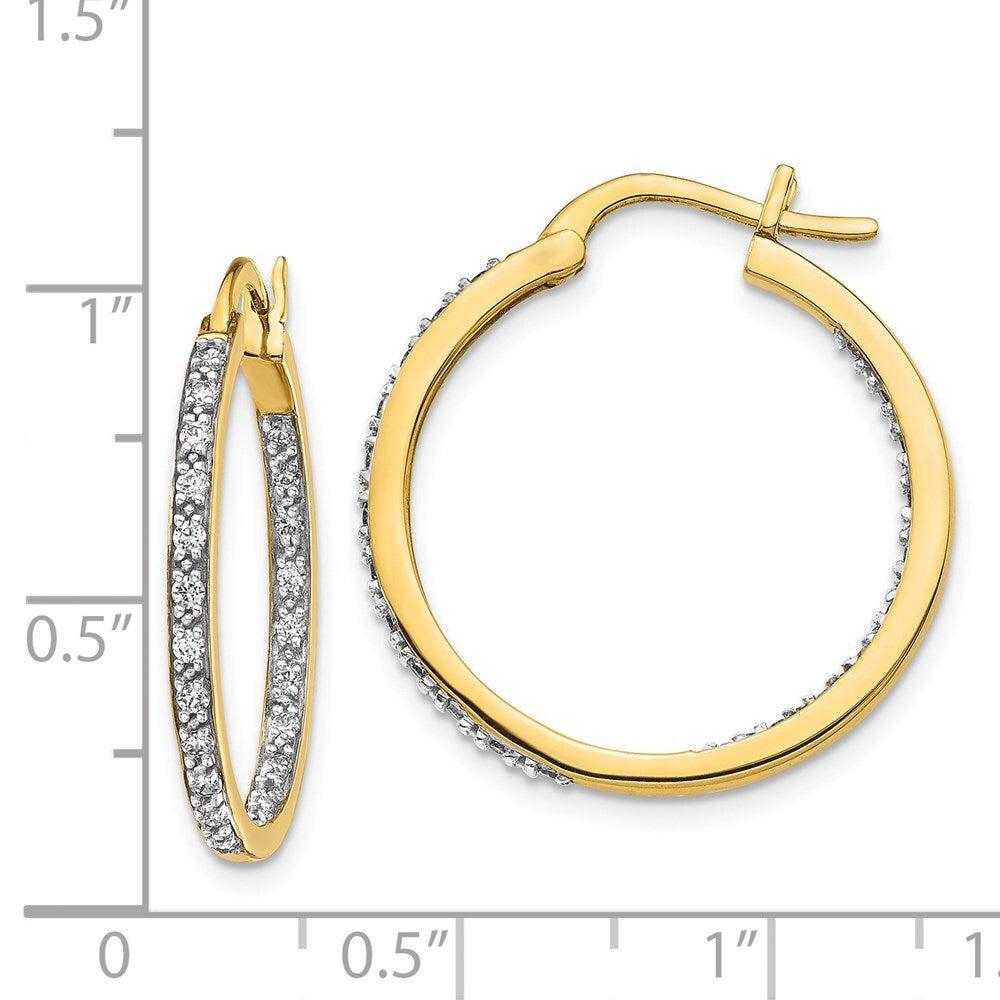 14k Yellow Gold Diamond In/Out Hoop Earrings