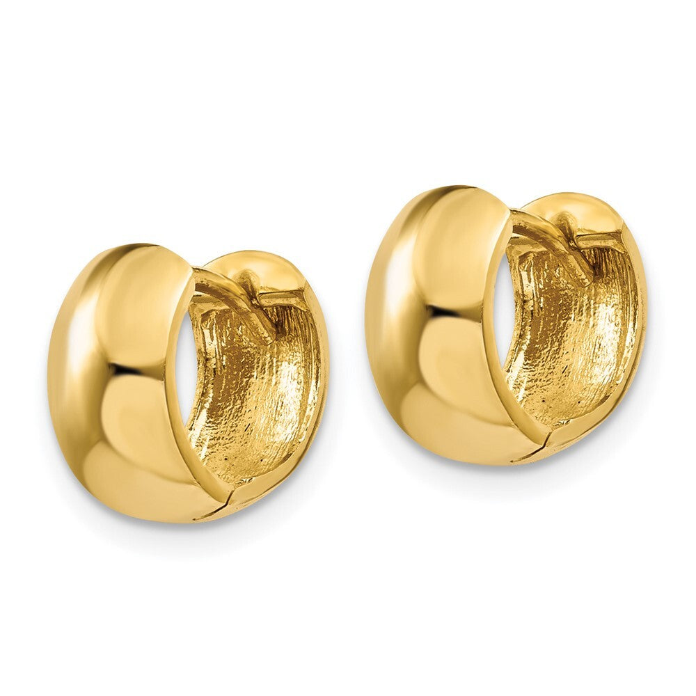 14k Yellow Gold Round Hinged Hoop Earrings Gift for Women