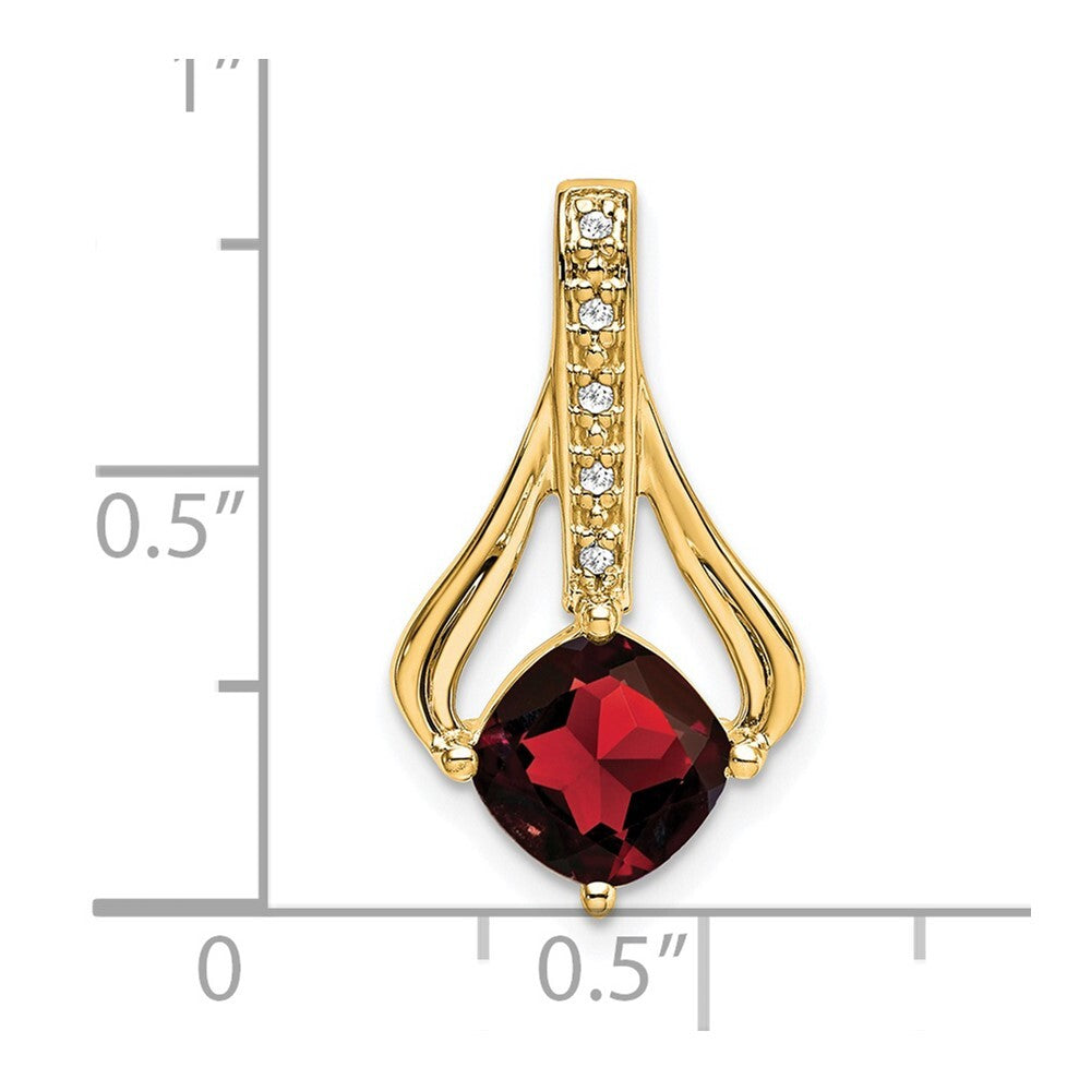 14k Yellow Gold Garnet and Diamond Pendant for Women