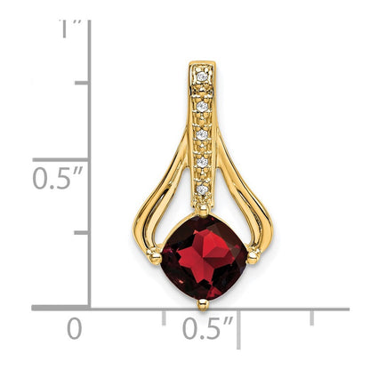 14k Yellow Gold Garnet and Diamond Pendant for Women