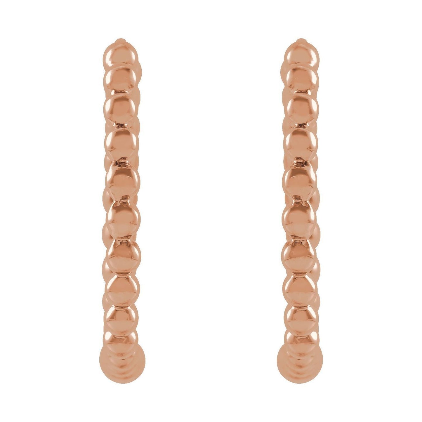 14k Rose Gold Beaded 15 mm Hoop Earrings Fine Jewelry Gift for Women