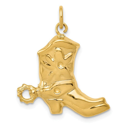 14k Yellow Gold Boot Charm Pendant for Women
