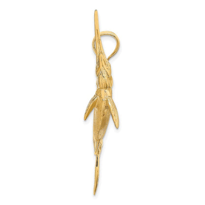 14k Yellow Gold 3-D Satin Polished Marlin Charm