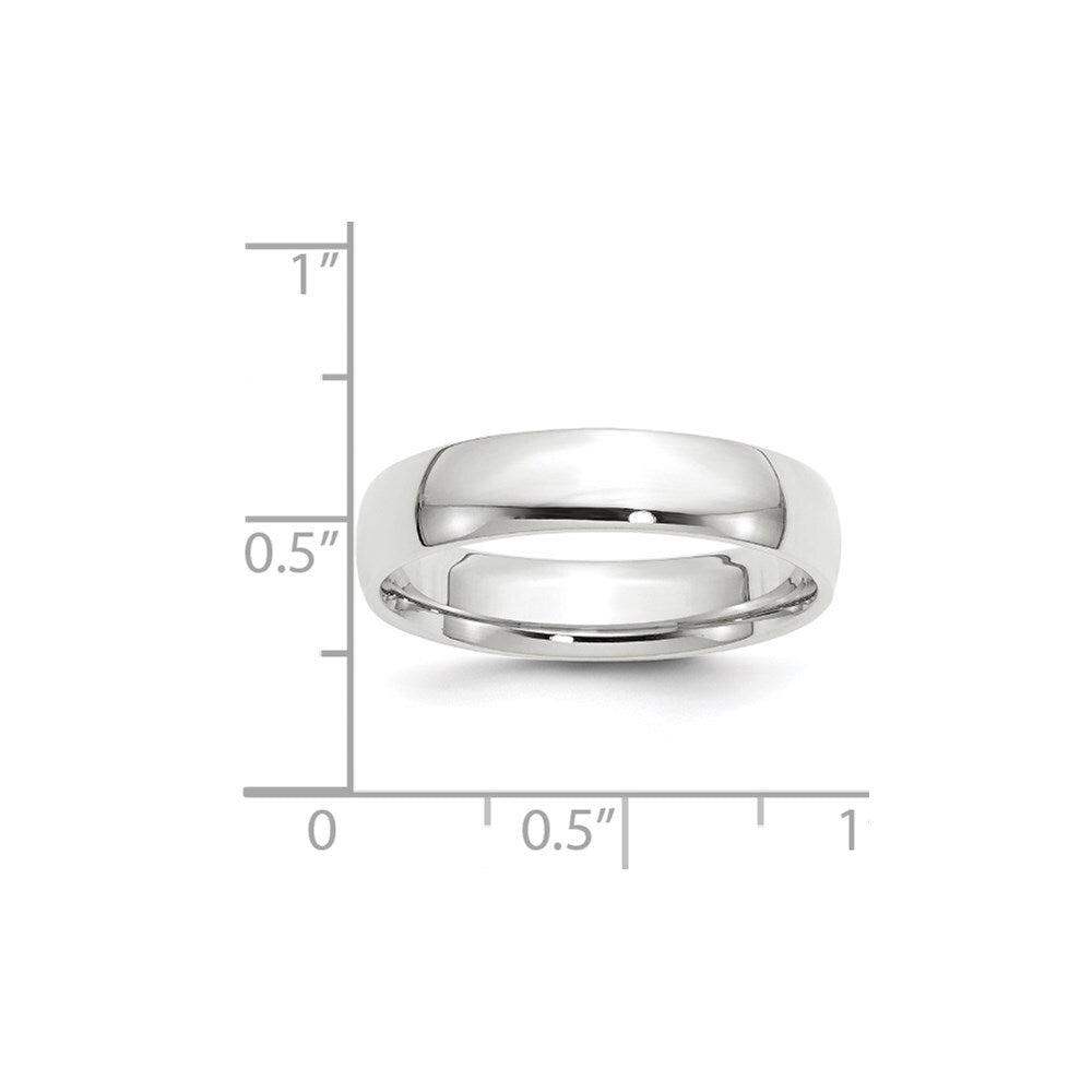 14k White Gold 5mm Lightweight Comfort Fit Wedding Band Size 5