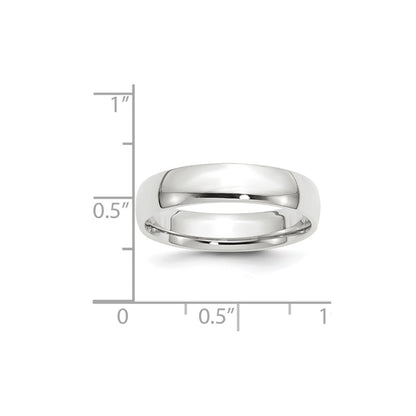 14k White Gold 5mm Lightweight Comfort Fit Wedding Band Size 5