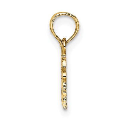 14k Yellow Gold Polished / Engraved JESUS HEART ME Charm