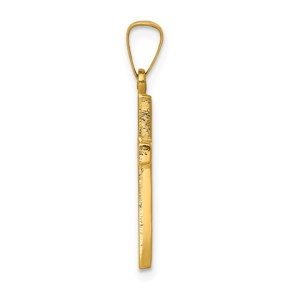 14k Yellow Gold Small Hollow Cross Charm Pendant for Women