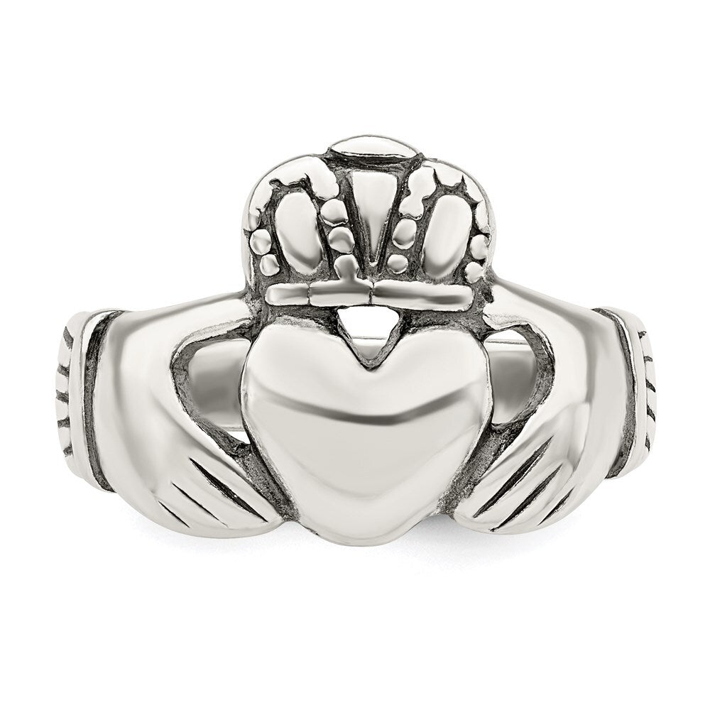 Sterling Silver Antiqued Claddagh Ring Size 8