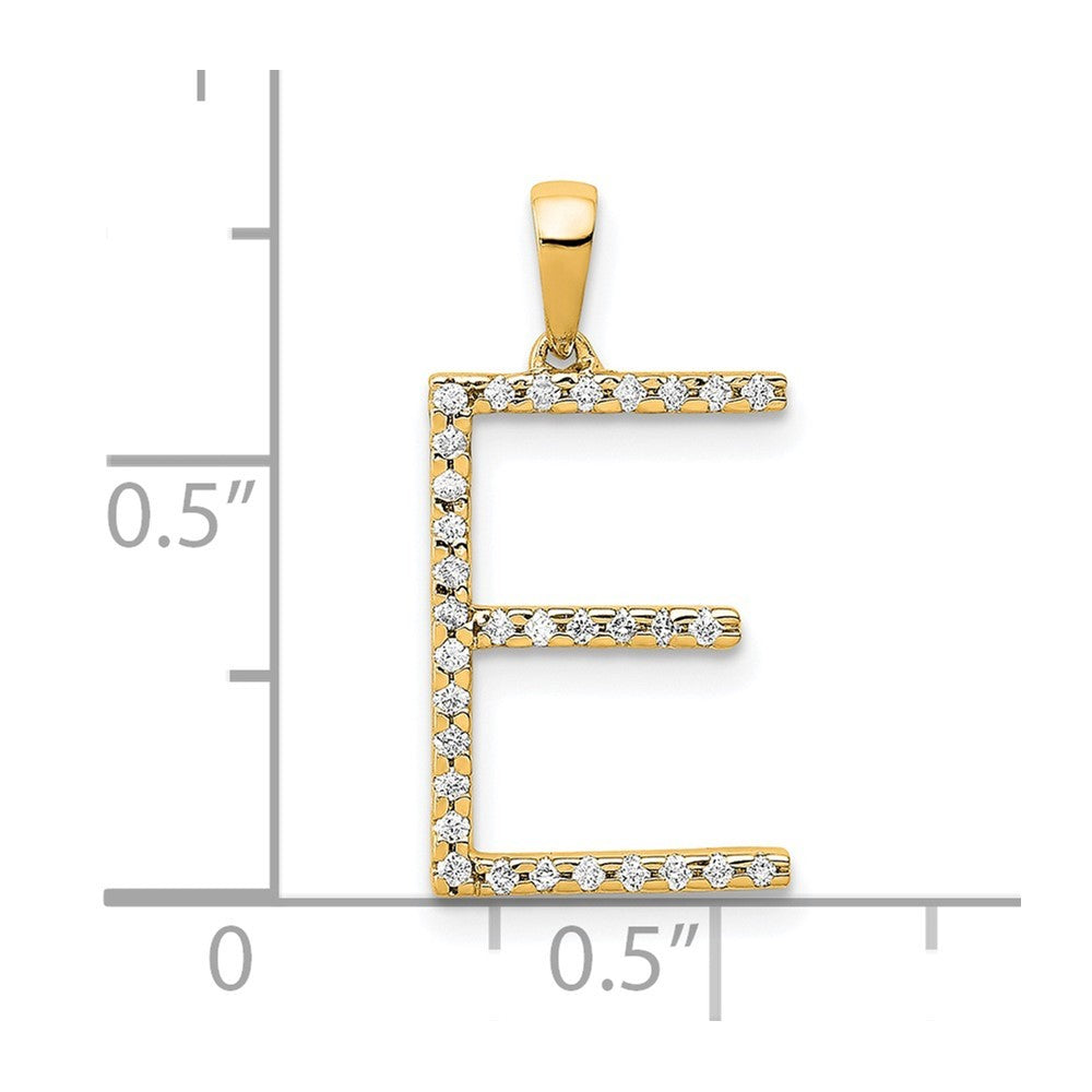 14k Yellow Gold Diamond Letter E Initial Pendant