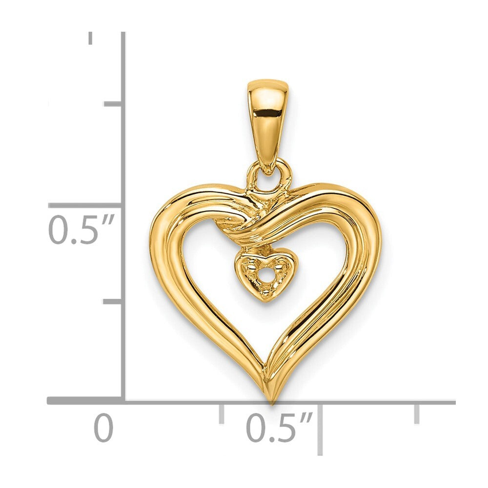 14k Yellow Gold Heart Pendant Mounting for Women