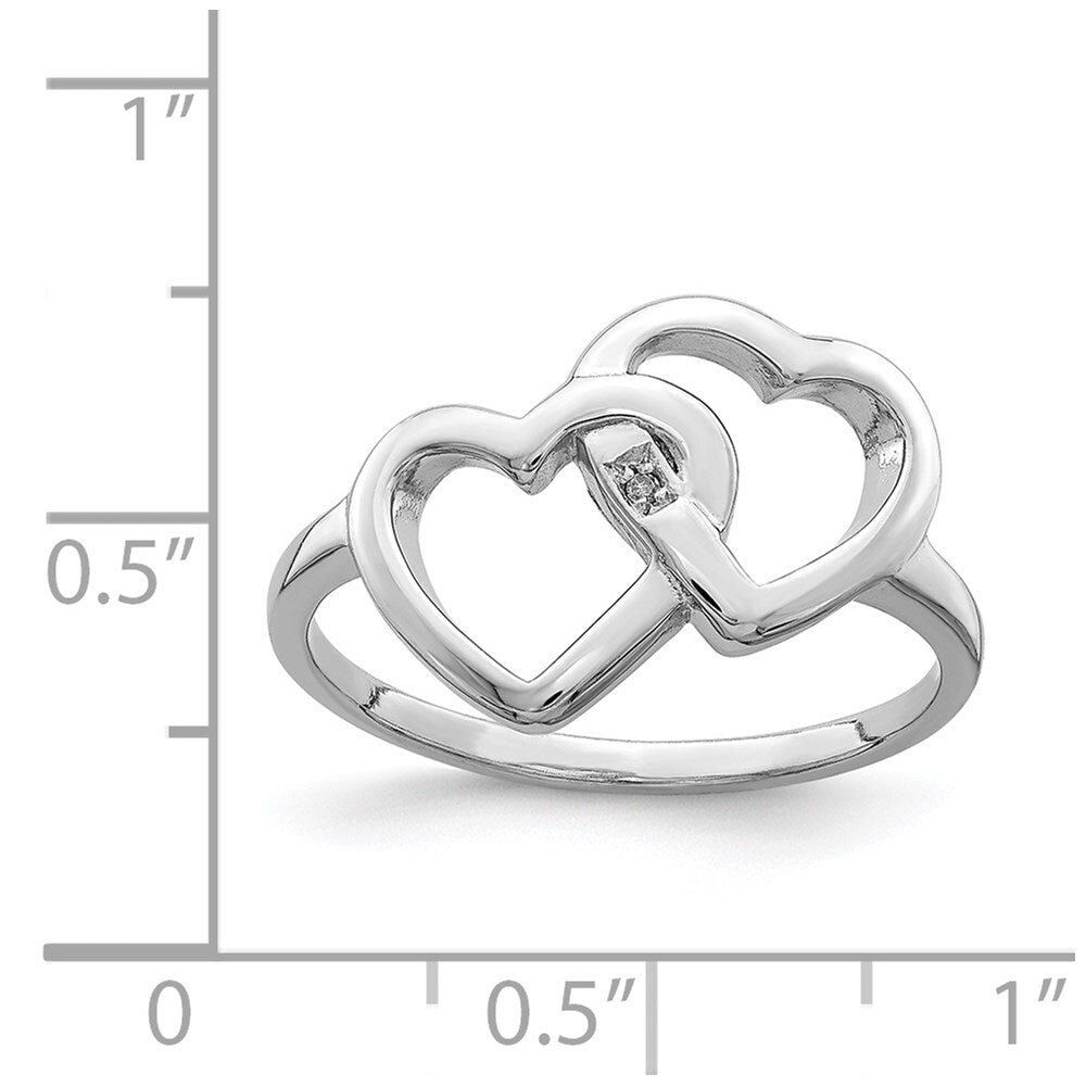Sterling Silver Rhodium-plated Diamond accent Intertwined Heart Ring Size 7