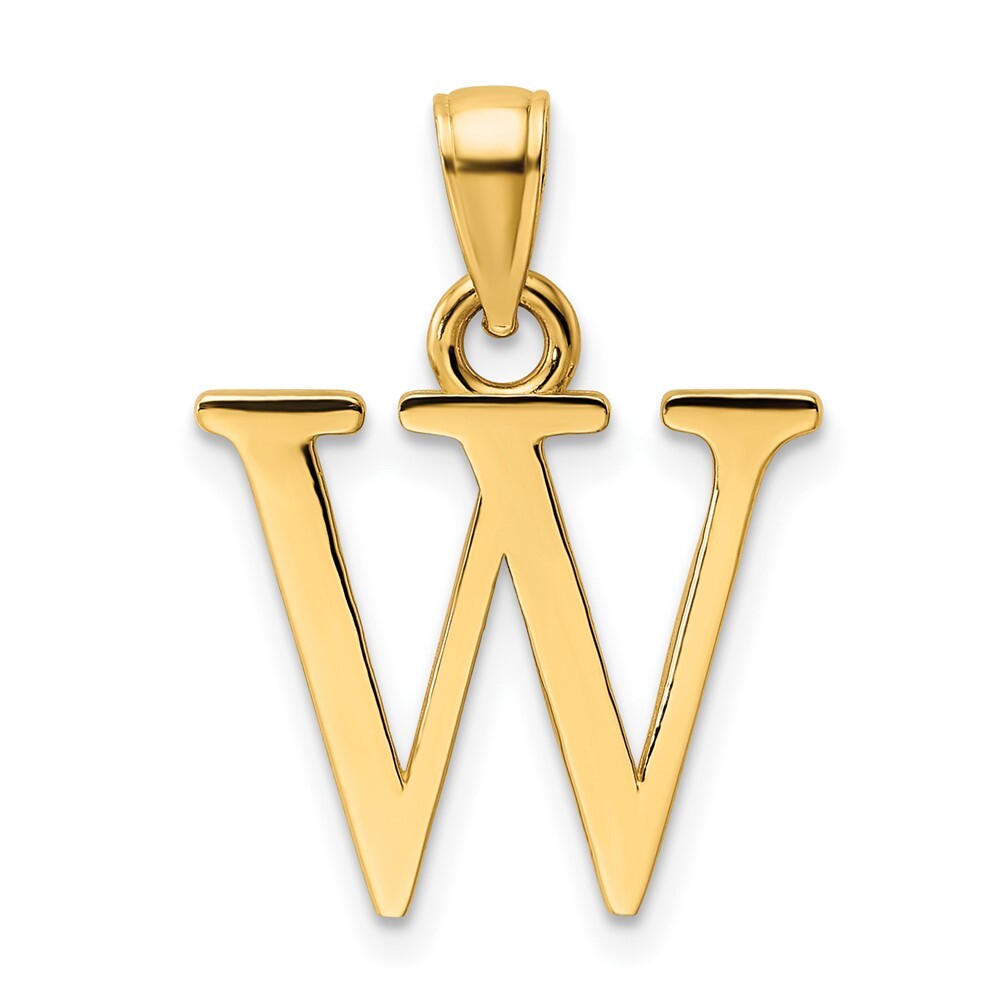 14k Yellow Gold Polished Letter W Pendant for Women