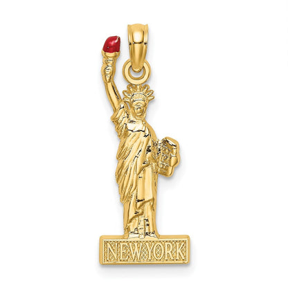 14k Yellow Gold Enamel Flame Statue Of Liberty NEW YORK Charm
