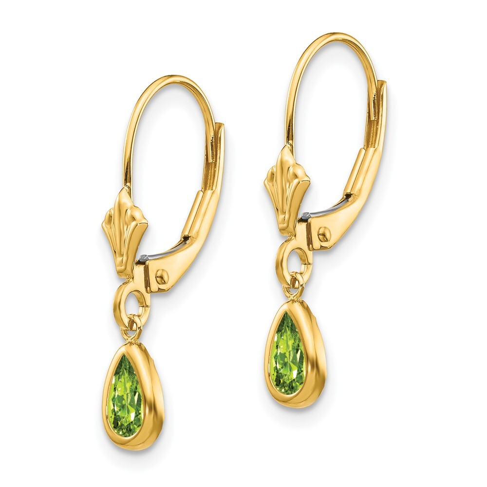 14k Yellow Gold 6x4mm August/Peridot Earrings