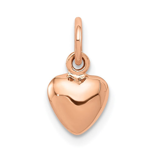 14K Rose Polished 3-D Puffed Heart Charm
