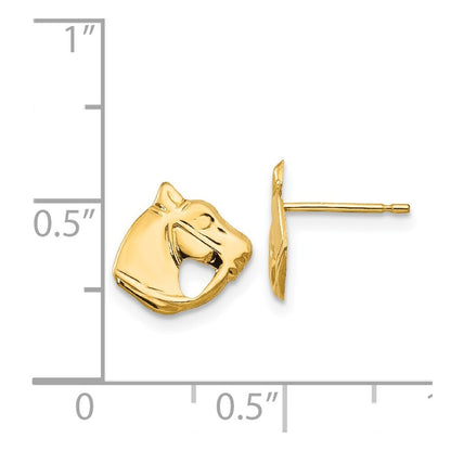14k Yellow Gold Polished Horse Head Stud Earrings Gift for Women