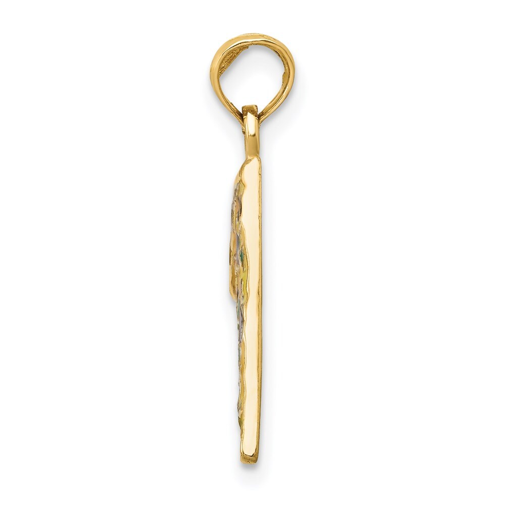 14k Yellow Gold Enameled Pizza Slice Pendant for Women